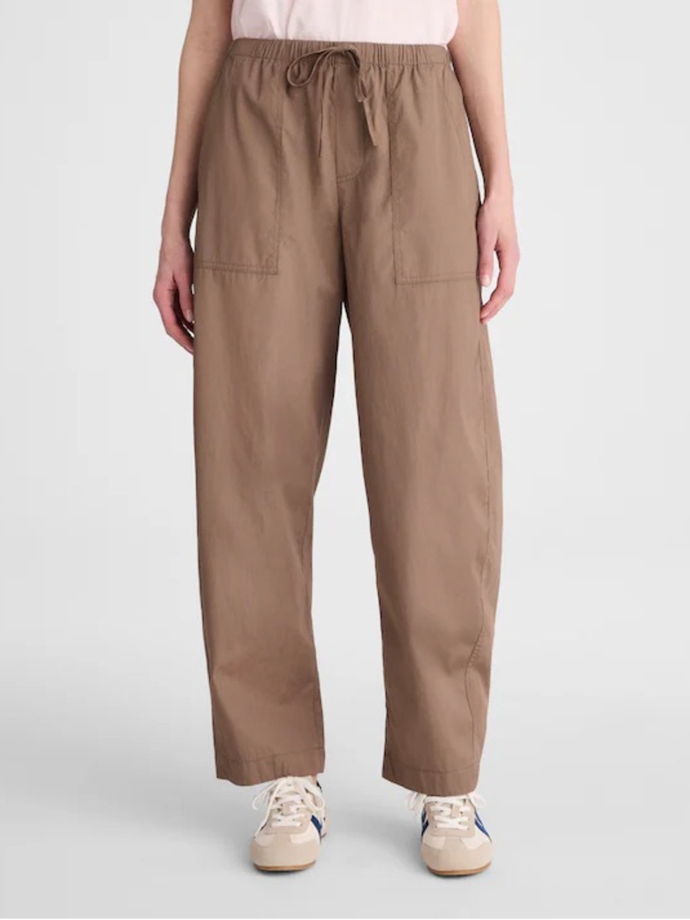 NEW Madewell Pull-On Barrel-Leg Utility Pants in Poplin Driftwood Small